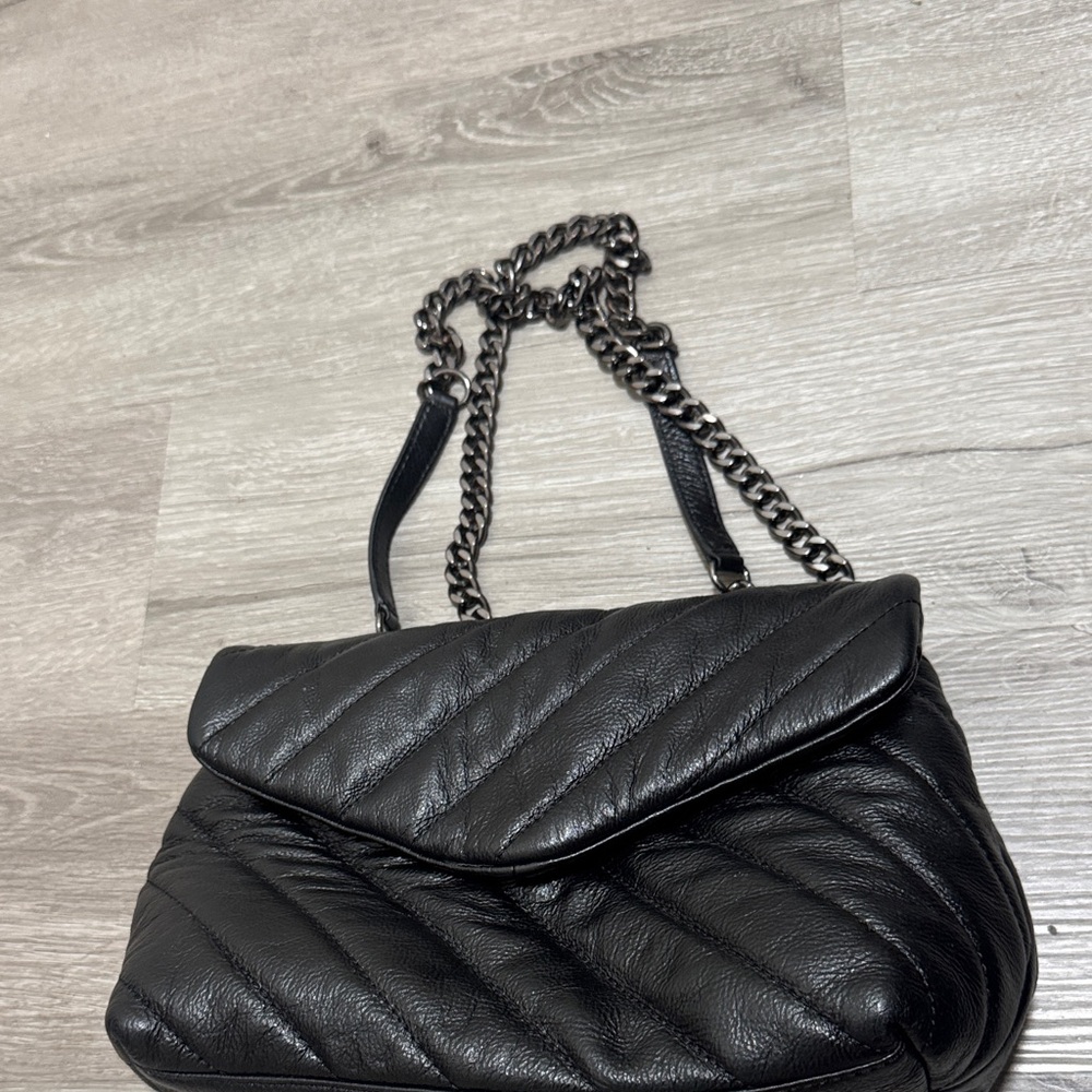 Vince Camuto Black Leather Chain Shoulder Bag
